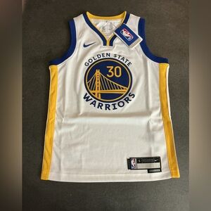 NBA Golden State Warriors White and Blue Curry Jersey #30 boys small